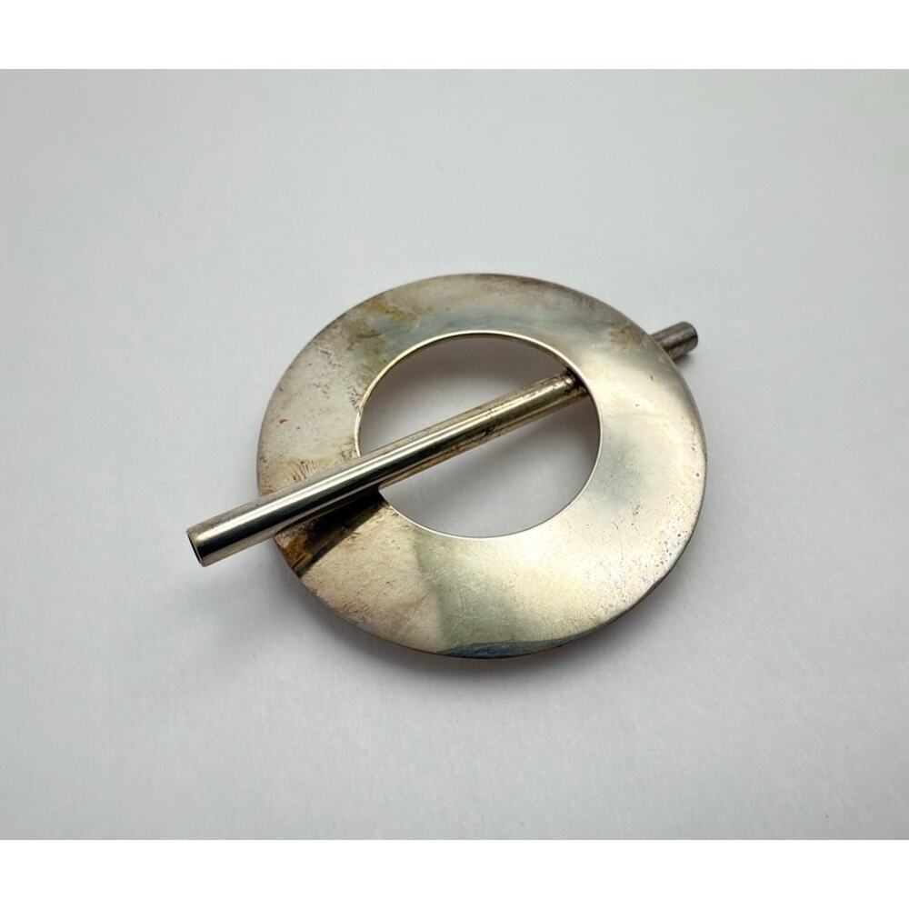 Vintage Taxco Sterling Silver Modernist Circle Pin by Carlos Sobral TC-158